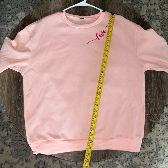 SHEIN Women’s Pink Pull Over Love Sweatshirt - Picture 4 of 11